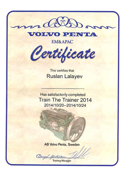 Volvo Penta certificate